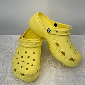 Yellow Crocs Classic Platform Clog Shoes Women's 9